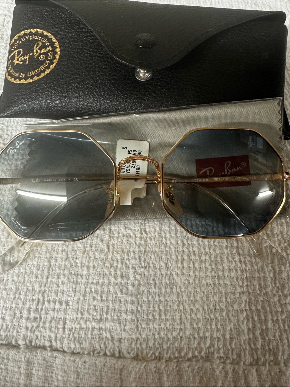 Ray-Ban Women’s Gold Frame Gray Gradient Octagon Sunglasses new wth tags $170